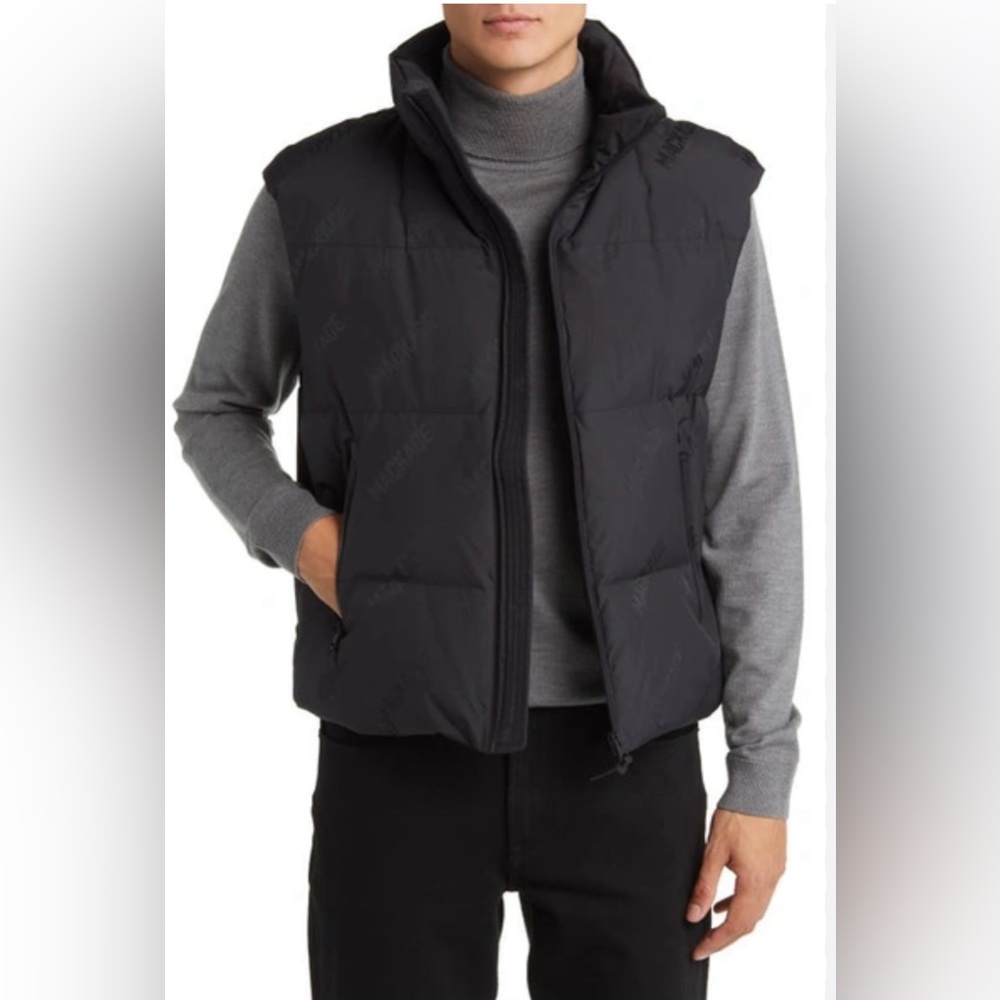 Mackage Larry City MG Logo Jacquard Oversize Water Resistant Down Quilted  Vest
